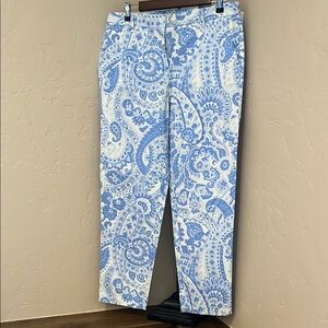 Blue and White Paisley Pants